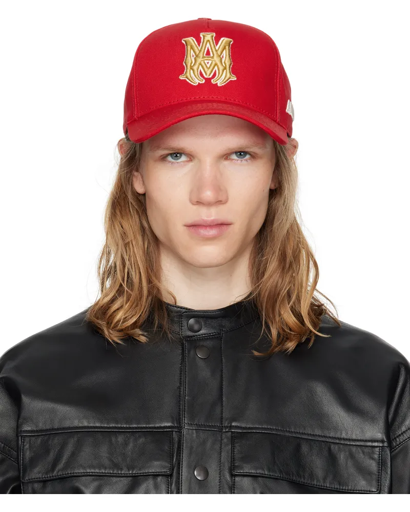 Amiri Red MA Outline Canvas Cap Varsity