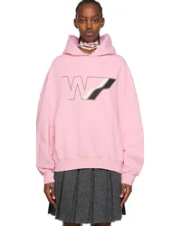 WE 11 DONE Pink Wave Line Hoodie Light