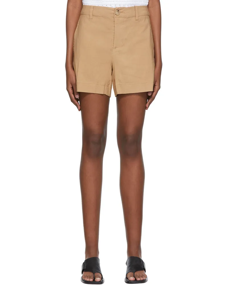 Vince Brown Linen Shorts Almond