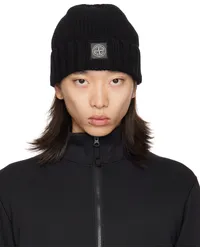 Stone Island Black Knitted Tonal Badge Beanie Vblack