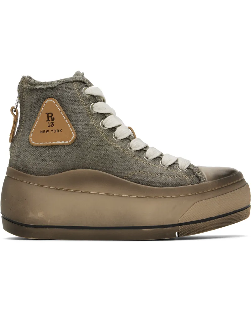 R13 Khaki Kurt High Top Sneakers Washed