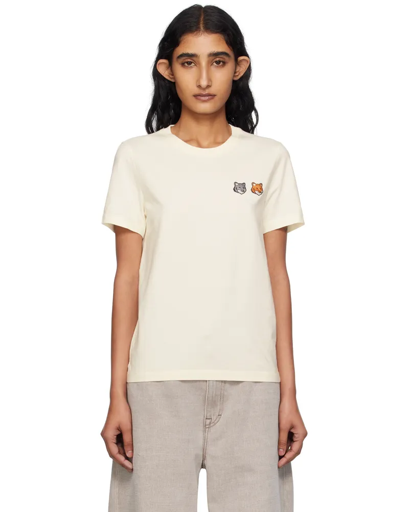 Kitsuné Beige Double Bold Fox Head T-shirt P702