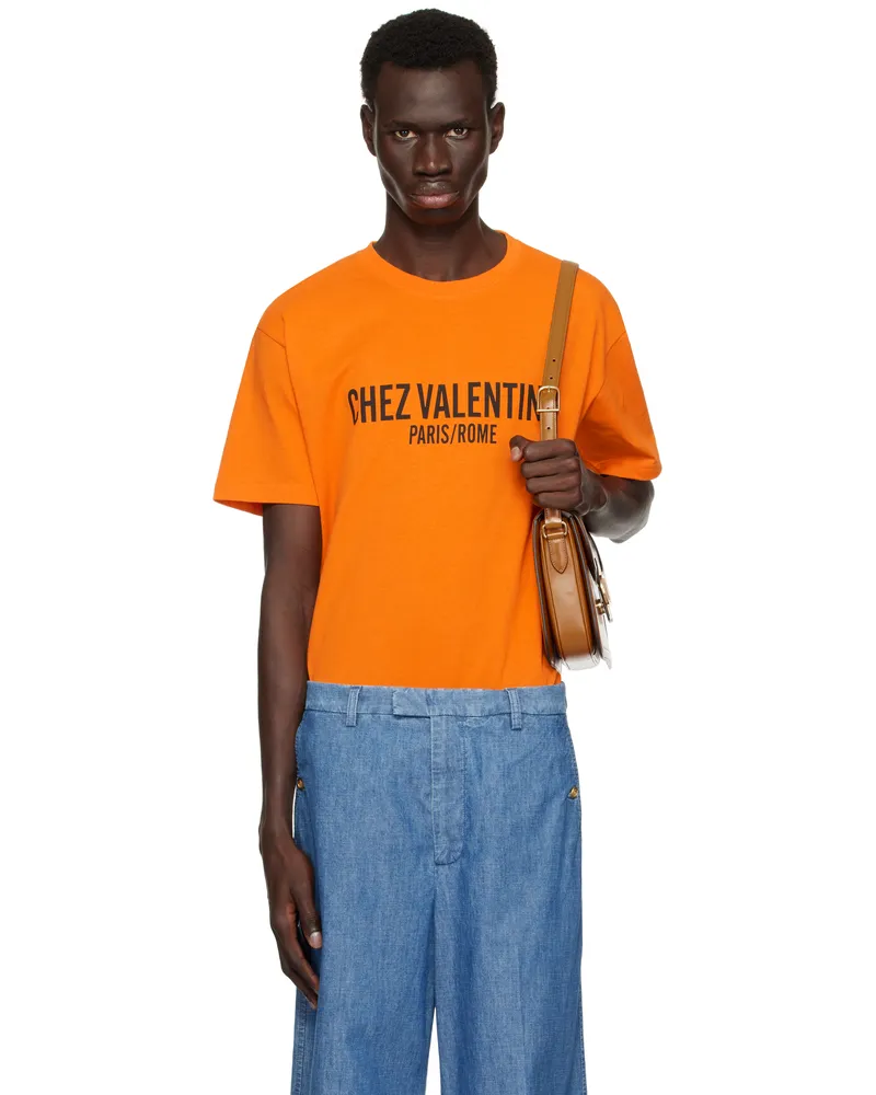 Valentino Garavani Orange 'Chez Valentino' T-shirt 146