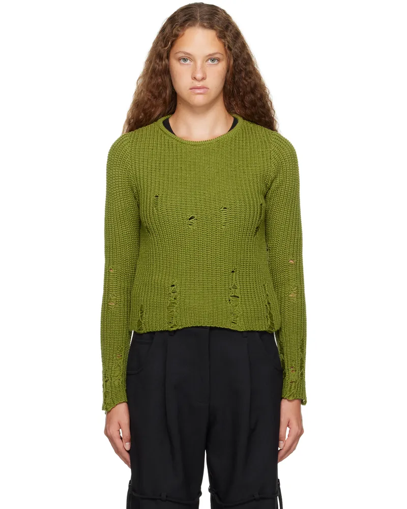 Song For The Mute Green Distressed Sweater Green