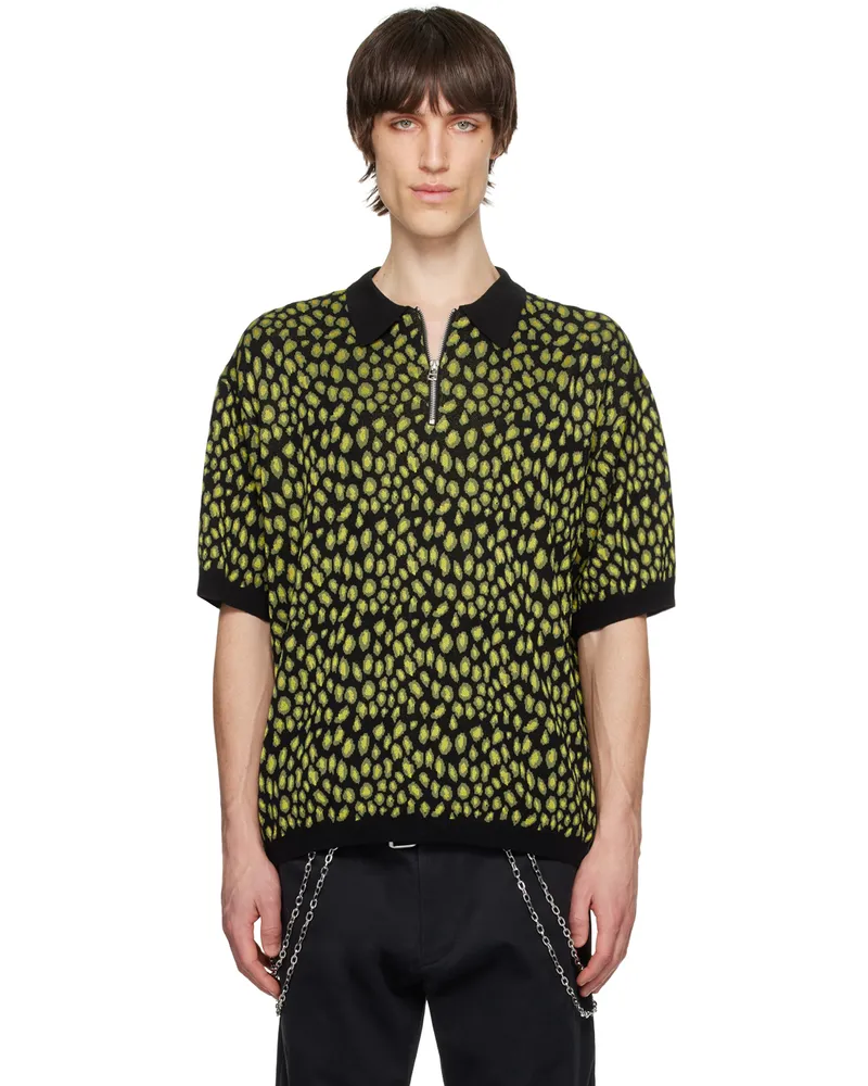 BLUEMARBLE Black & Yellow Jacquard Polo Leopard