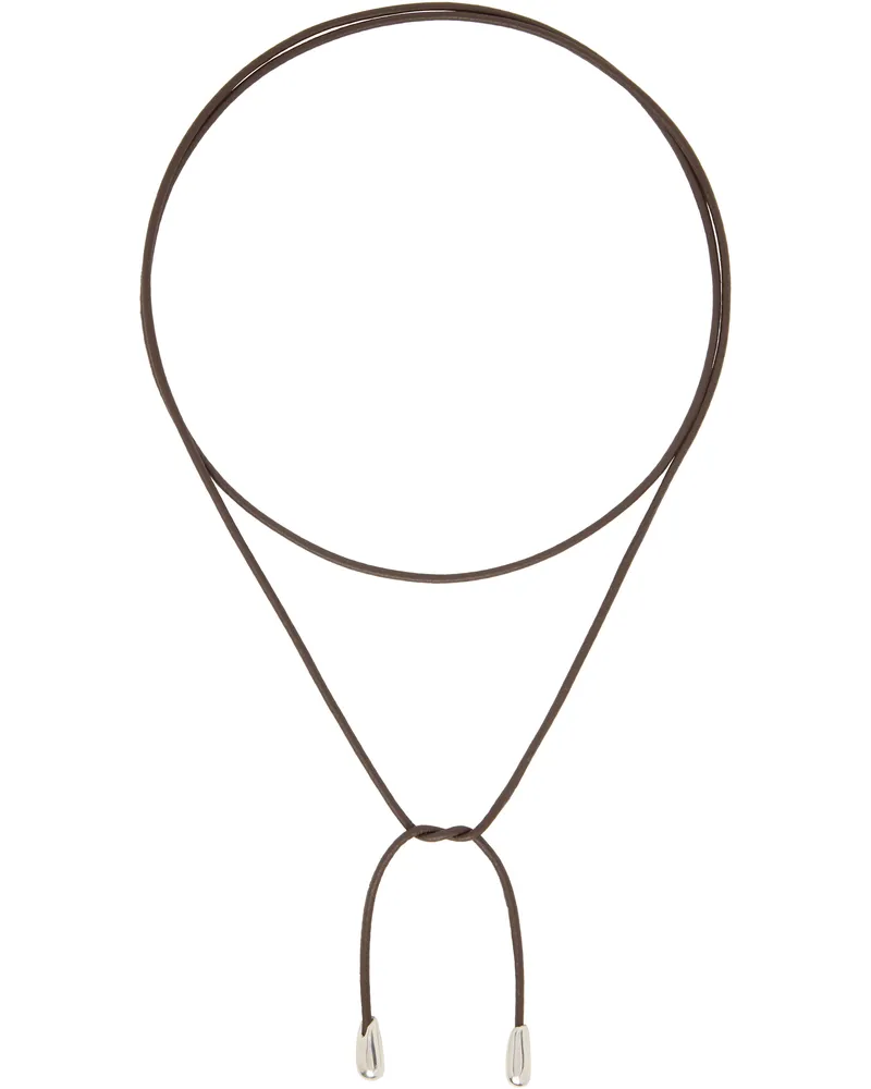 Sophie Buhai Shoelace Faux-Leather Necklace Brown