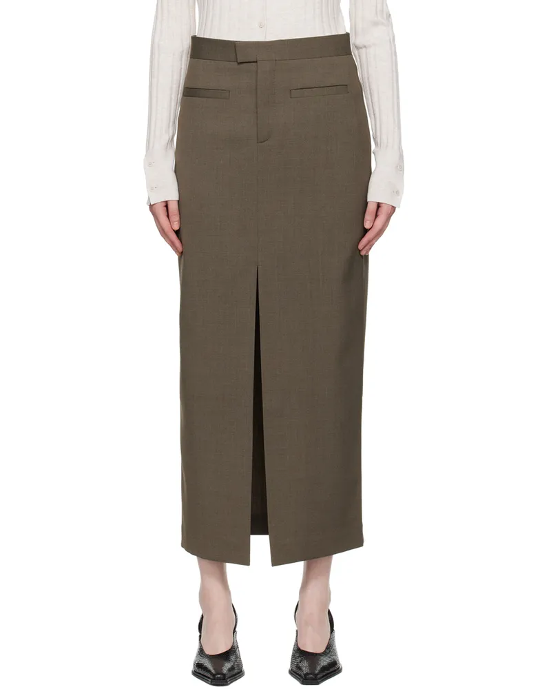 Filippa K Brown Tailored Maxi Skirt 0070