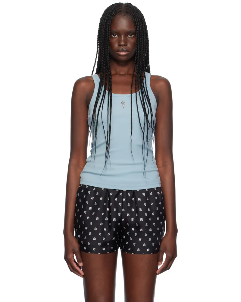 Amiri Blue 'Amiri' Stacked Ribbed Tank Top Cerulean