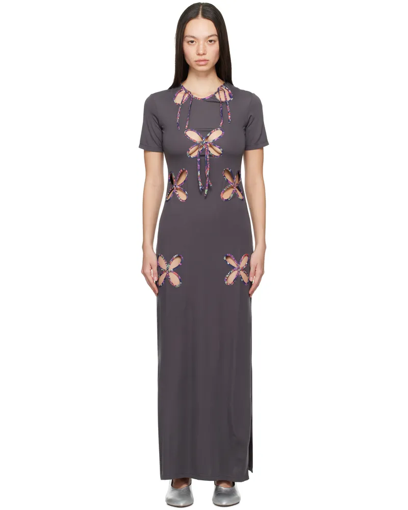 J.KIM Gray Petal Maxi Dress Dark