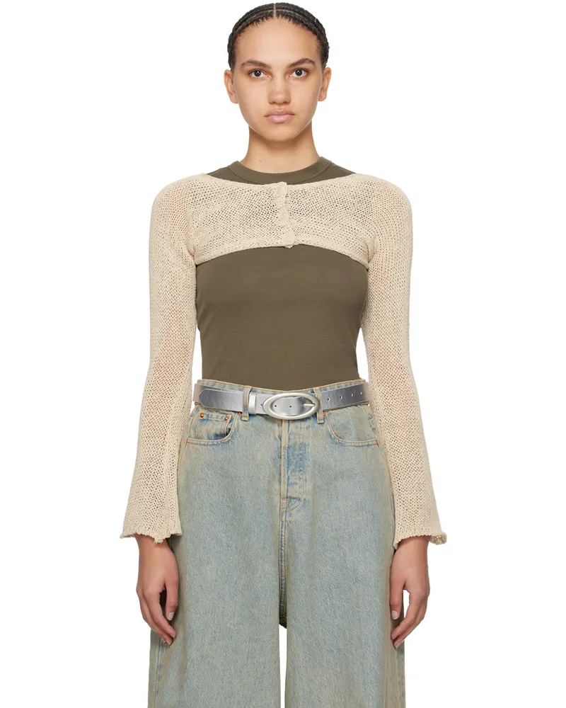 OPEN YY SSENSE Exclusive Beige Bolero Cardigan Beige