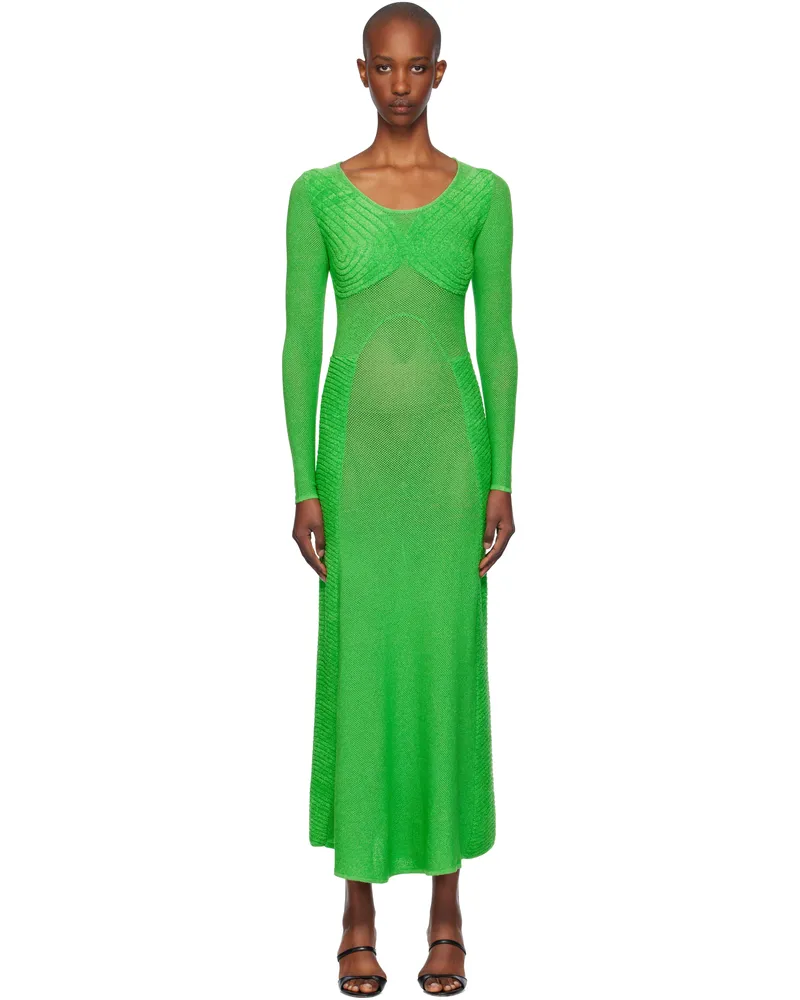 Isa Boulder Green Sweetheart Long Sleeve Maxi Dress Leaf