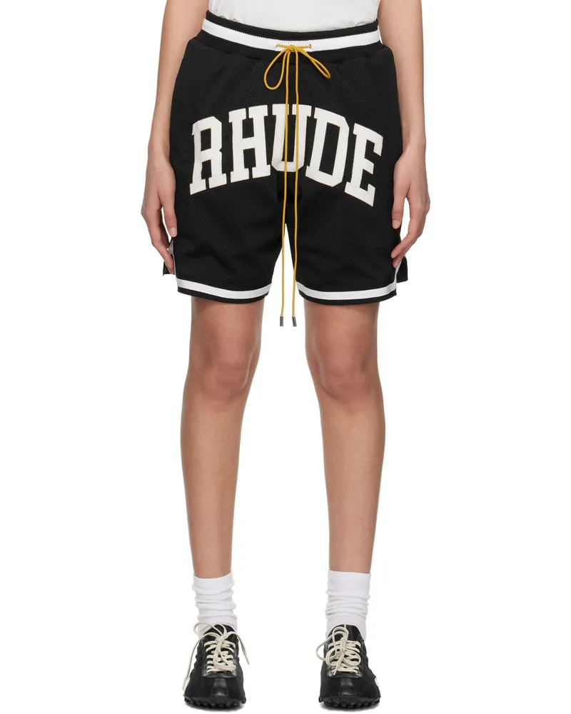 RHUDE Black 'Rhude' Collegiate Basketball Shorts 0119