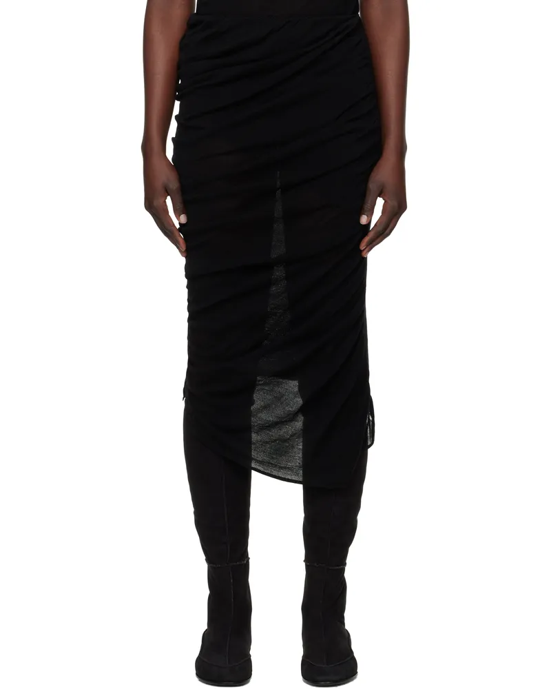 Issey Miyake Black Ambiguous Wool Midi Skirt 15