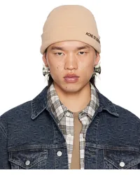 Acne Studios Beige Embroidered-Logo Beanie Cox