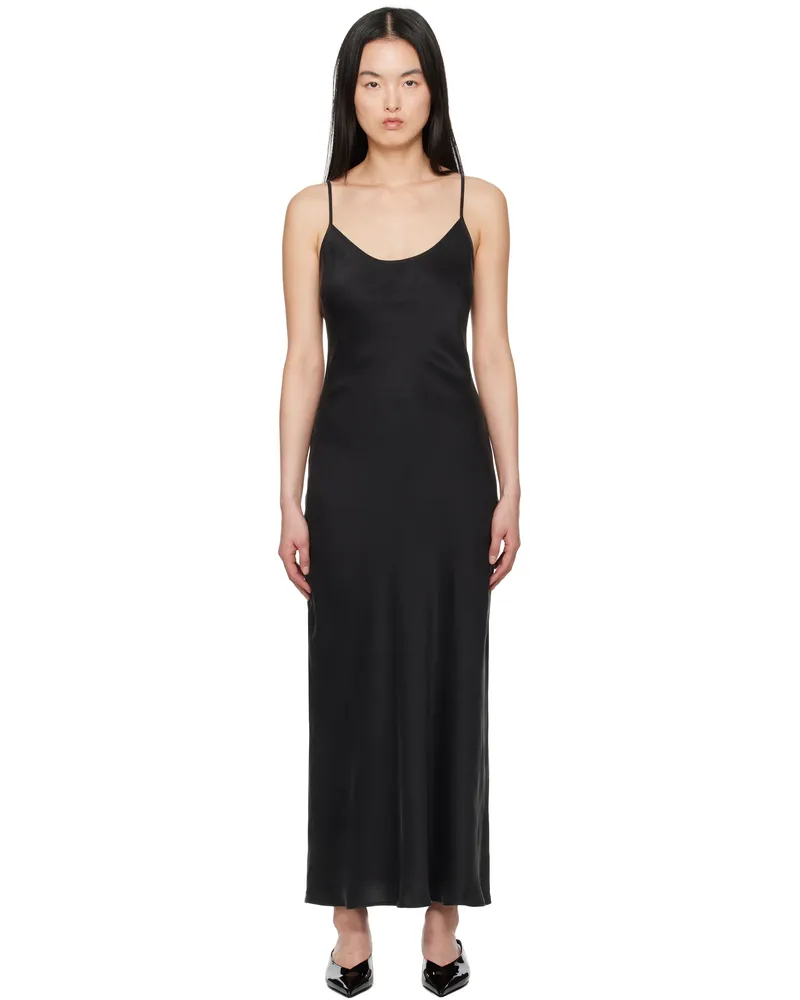 Silk Laundry Black 90s Slip Midi Dress Black