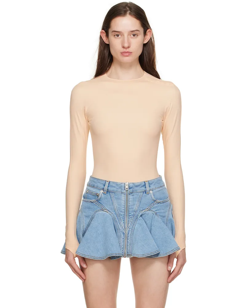 Thierry Mugler Beige Embossed Bodysuit 2041