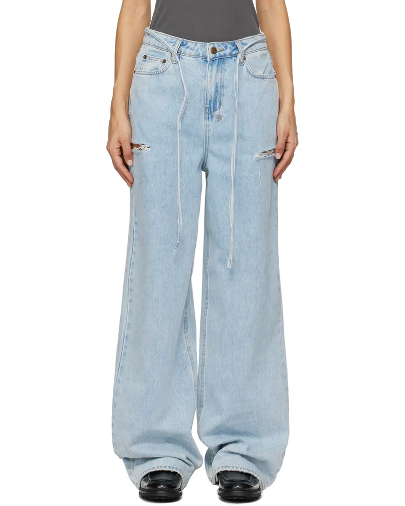 ksubi Blue Baggy Rollin Kut Out Jeans Denim