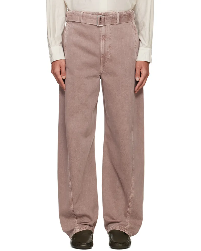 Christophe Lemaire Pink Twisted Belted Jeans Pu814