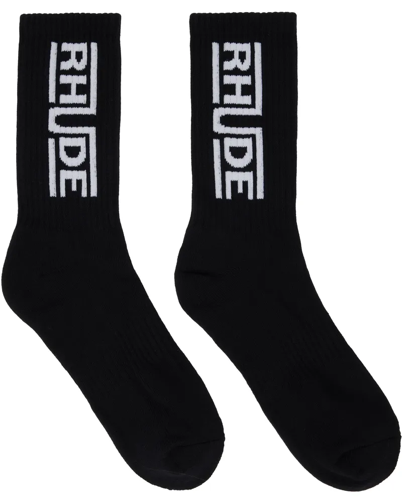 RHUDE Black 'Rhude' Champions Logo Socks Black