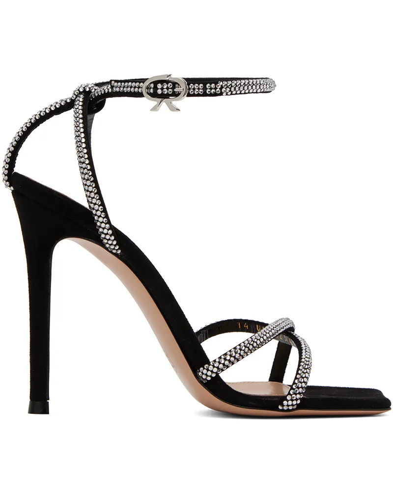 Gianvito Rossi Black Suede Heeled Sandals Black