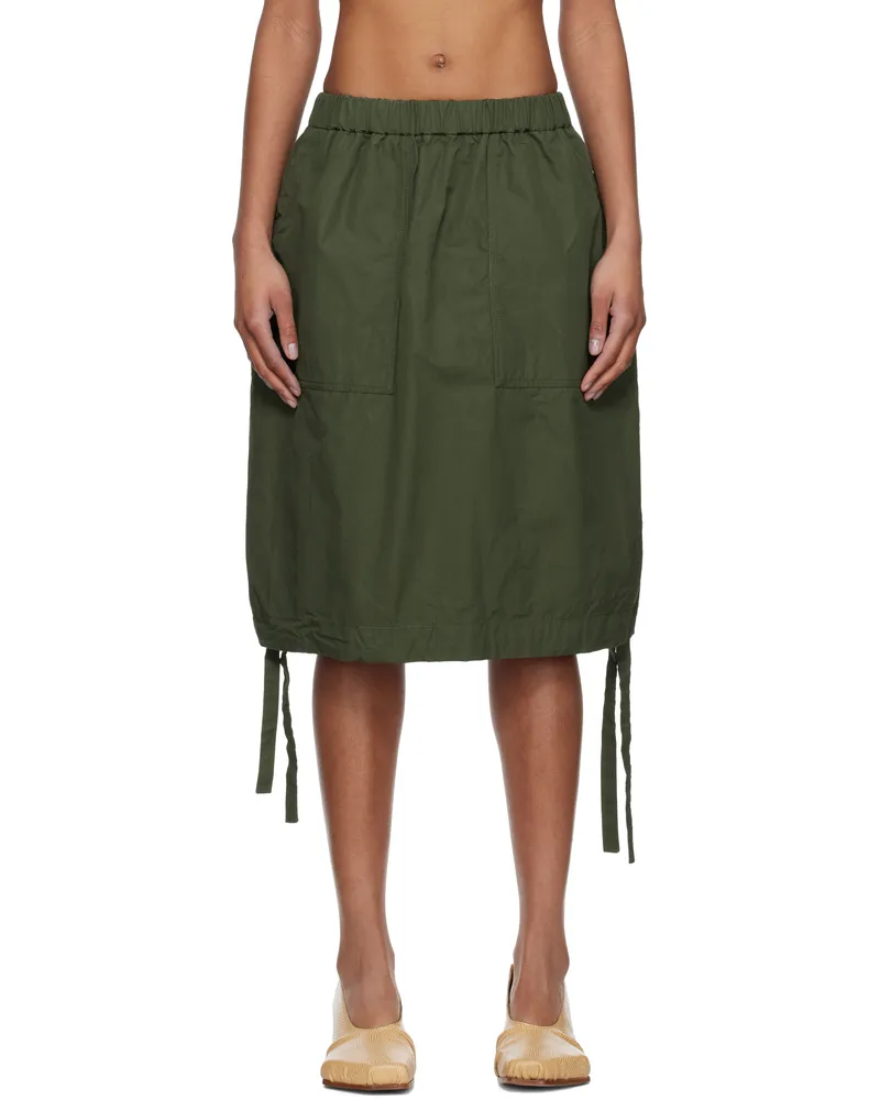 Casey Casey Khaki Balloon Midi Skirt Olive