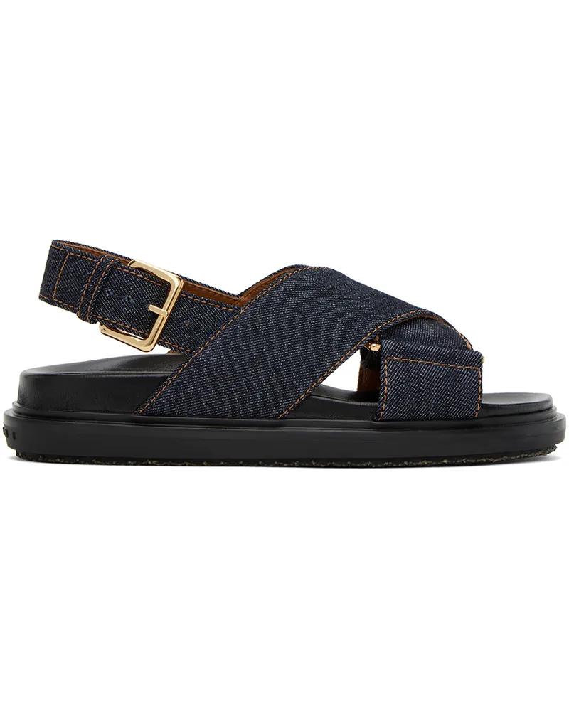 Marni Blue Fussbett Criss-Cross Sandals 00b64