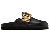 Black Lettering Logo Slip-On Loafers