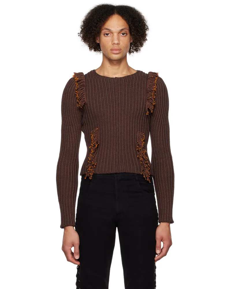 Eckhaus Latta Burgundy Rope Sweater Oxblood