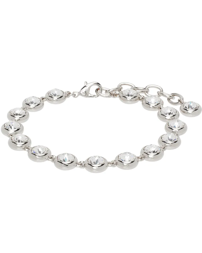 Amina Muaddi Silver Iris Anklet White
