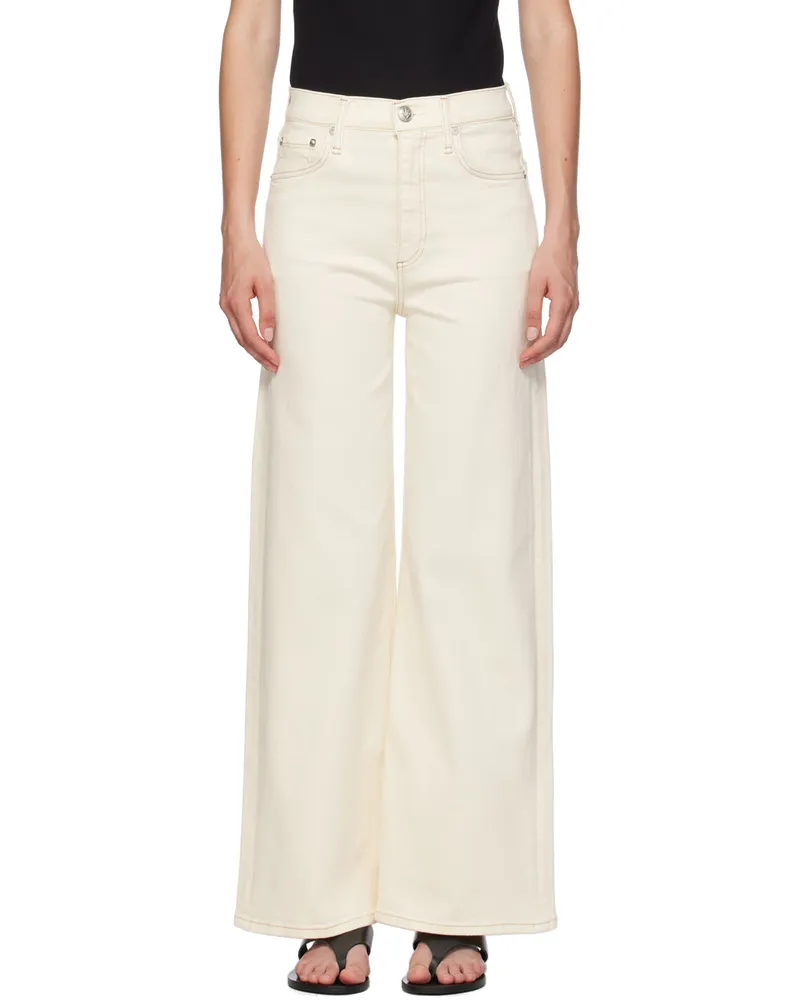 Rag & Bone Off-White Sofie Ankle Wide-Leg Jeans Ecru