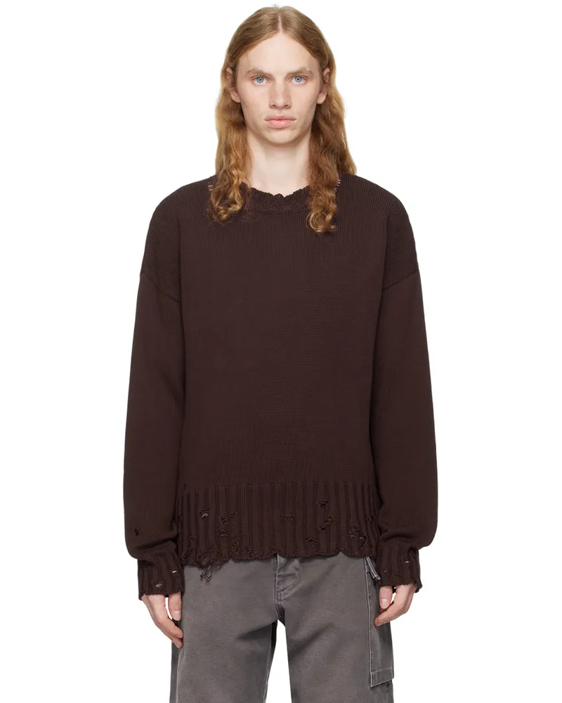 Marni Burgundy Distressed Sweater 00m74