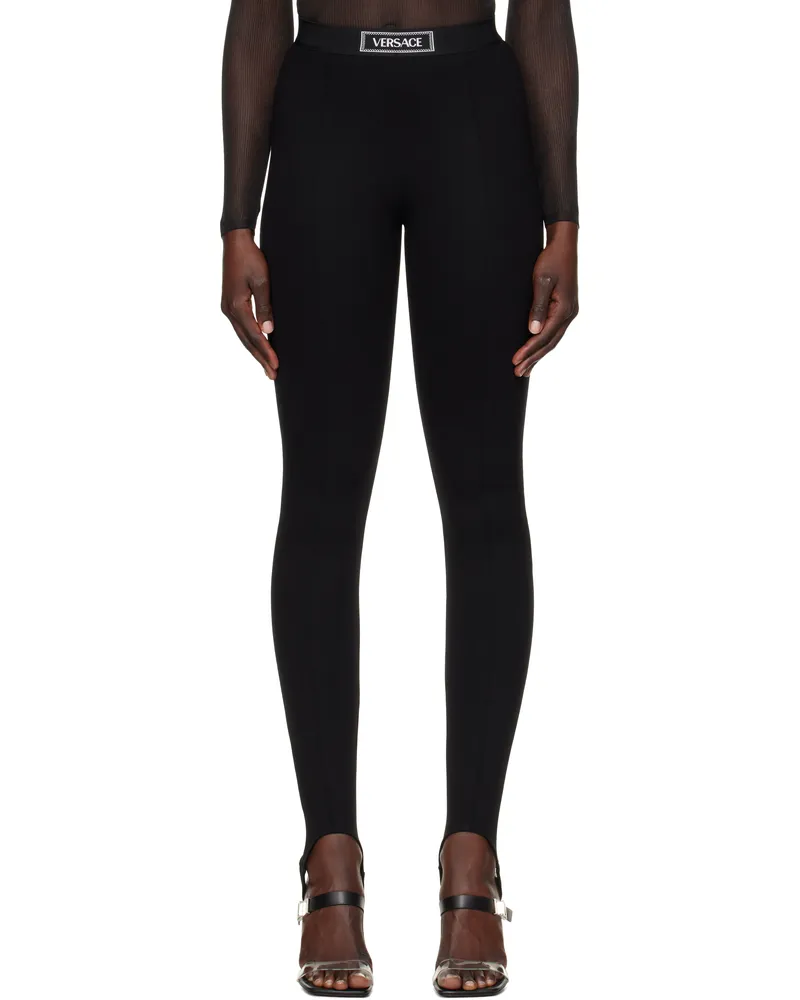 Versace Black 90s Vintage Logo Stirrup Leggings 1b000-black