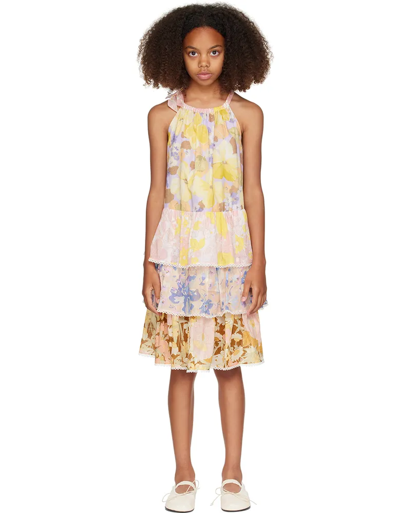 Zimmermann Kids Multicolor Pop Tiered Halter Dress Spliced
