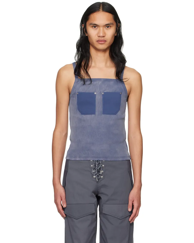 Dion Lee Blue Rivet Pocket Tank Top Washed