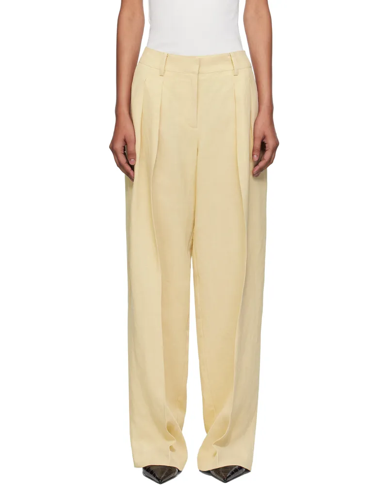 FRANKIE Shop Beige Daytona Pleated Linen Trousers 109