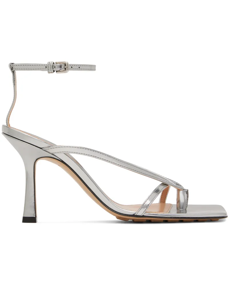 Bottega Veneta Silver Stretch Strap Sandal 1414
