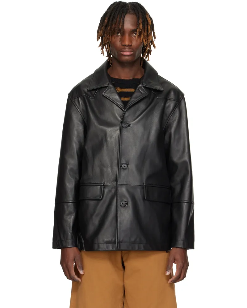 Maison Margiela Black Sports Leather Jacket