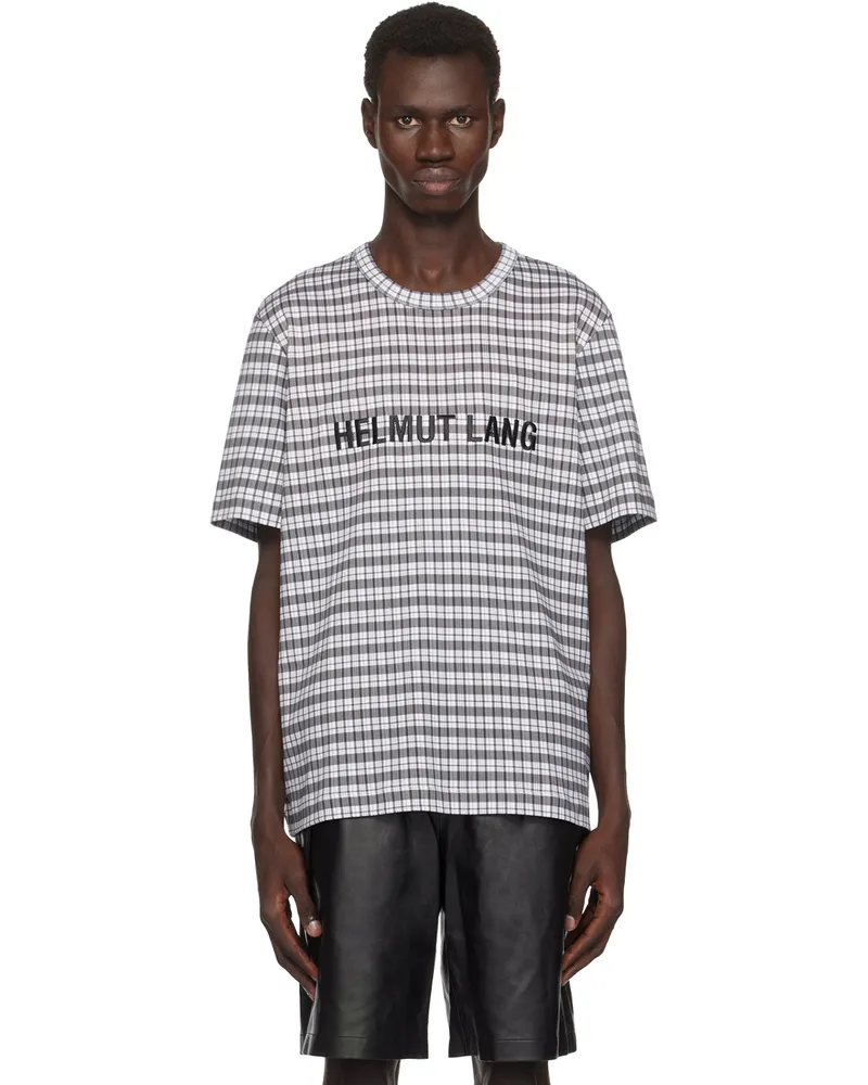 Helmut Lang Back & White Printed Logo T-shirt Check