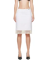 WE 11 DONE White Lace Trim Midi Skirt White