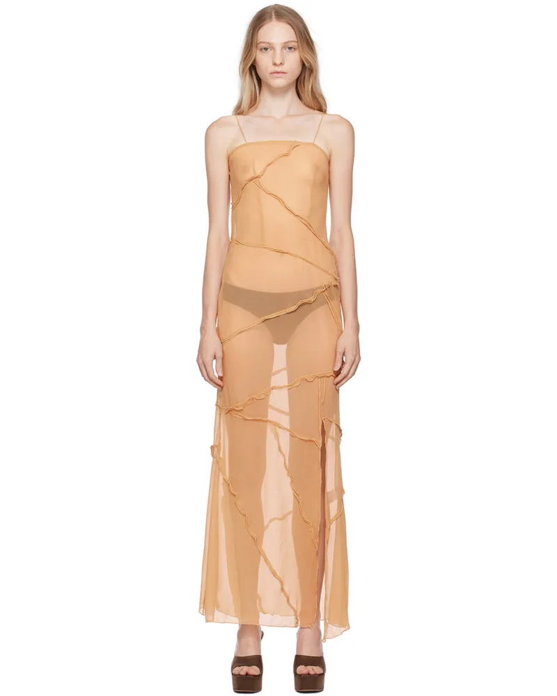 Kim Shui Beige Semi-Sheer Midi Dress Beige