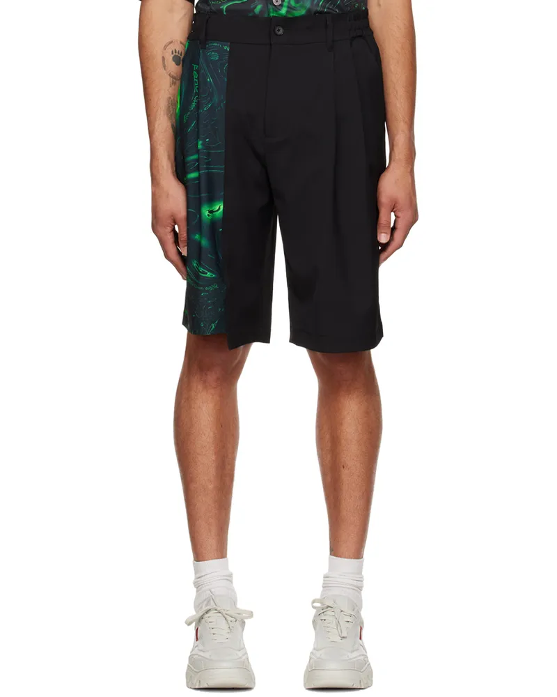 Feng Chen Wang Black & Green Lacquerware Shorts Black
