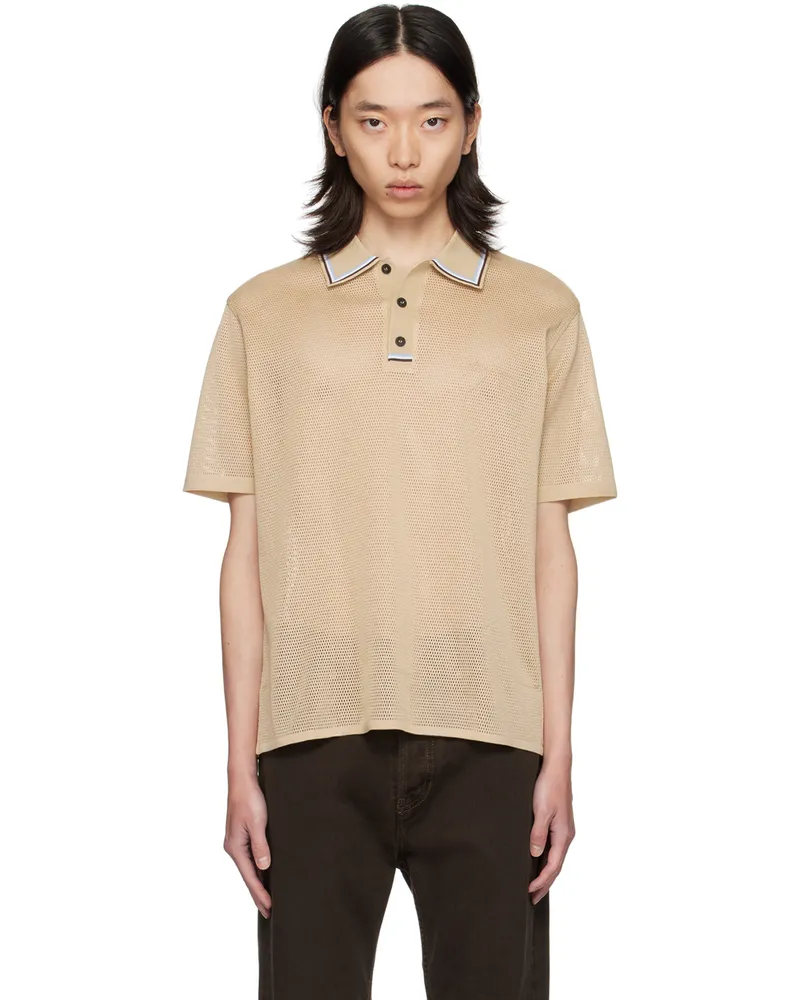 Ferragamo Beige Embroidered-Logo Polo 3993