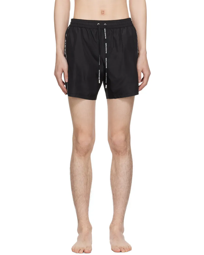 Balmain Black Printed Swim Shorts 001