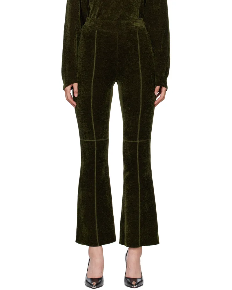 Mame Kurogouchi Khaki Flared Trousers Khaki