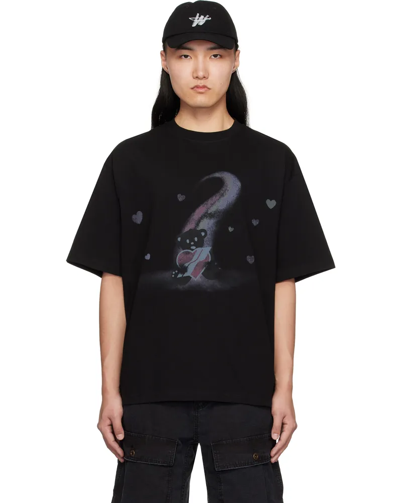 WE 11 DONE Black Teddy Bear Print T-shirt Black