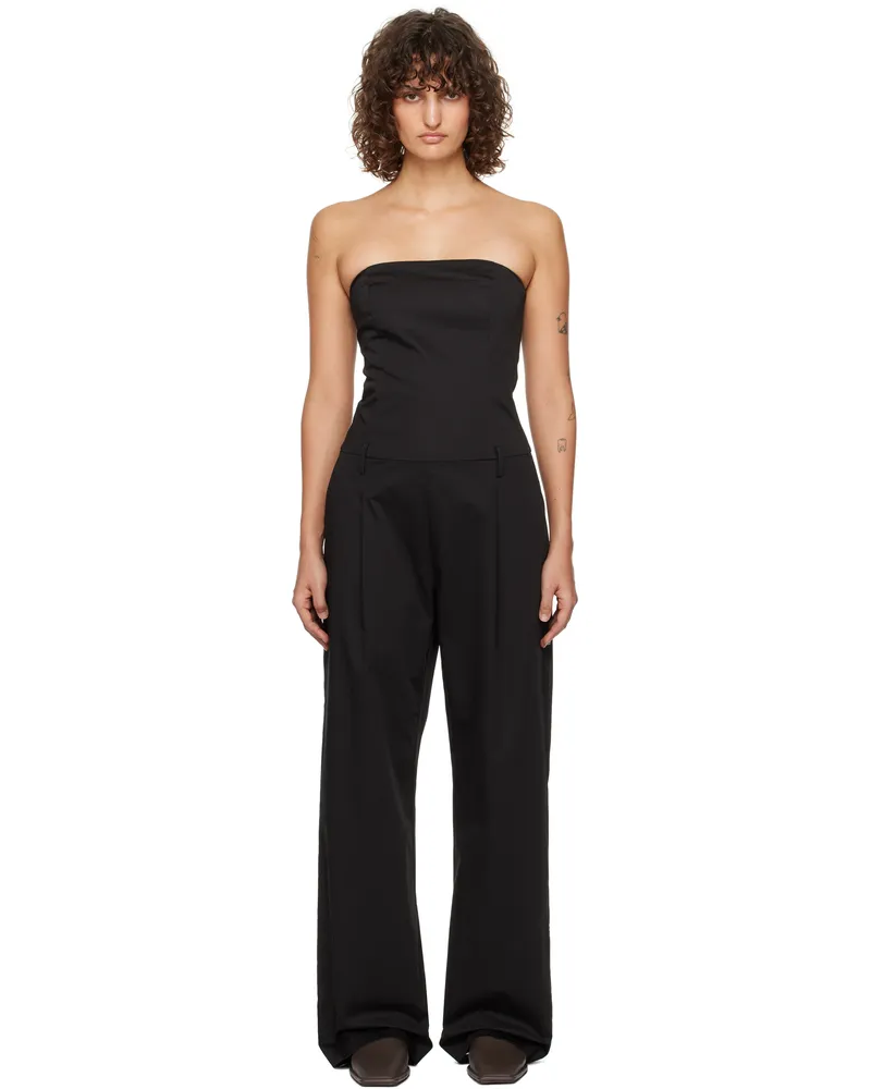 St. Agni Black Tailored Strapless Jumpsuit Black