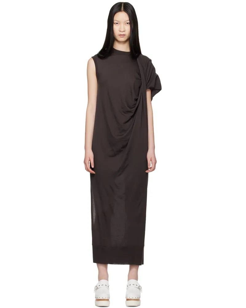 Stella McCartney Brown Asymmetric Draped Maxi Dress Chocolate