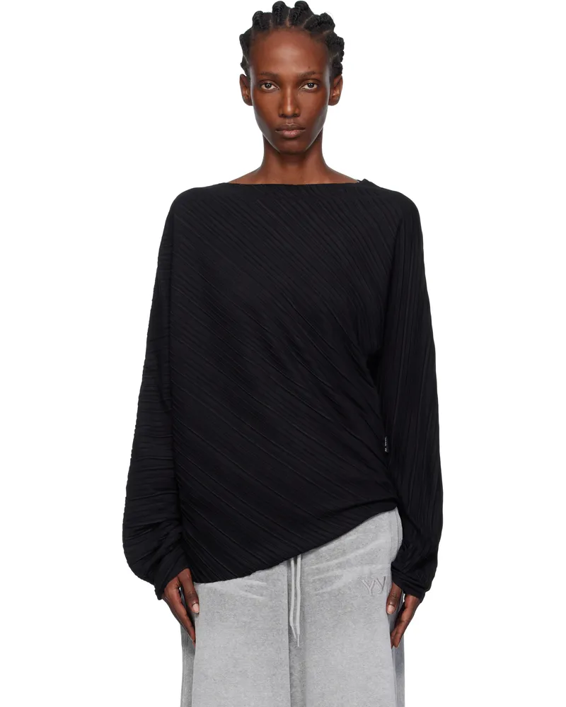 OPEN YY Black Pleats Top Black