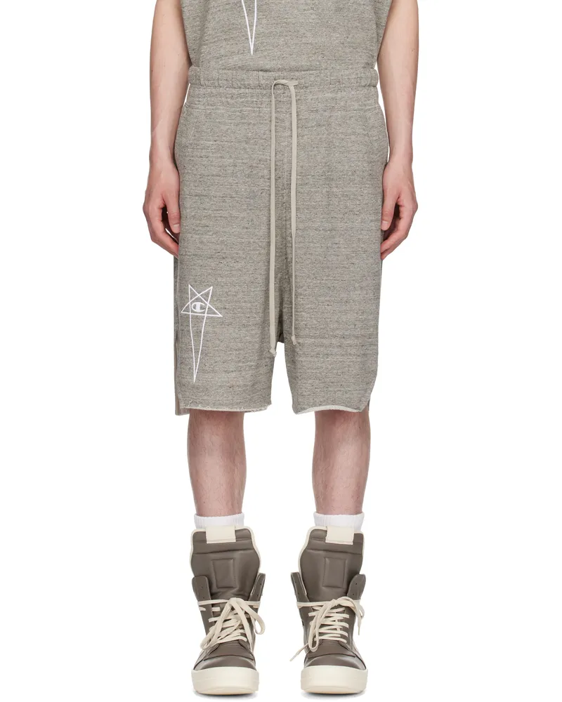 Rick Owens Gray Champion Edition Beveled Pods Shorts 178