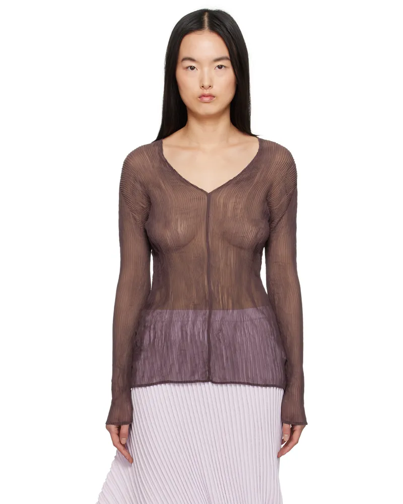 Issey Miyake Brown January Chiffon Twist 1 Top 89
